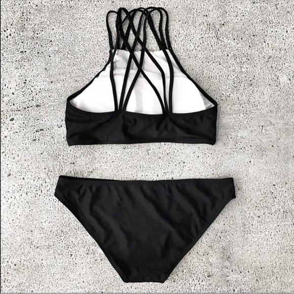 LAST 1🌴 high neck bikini black white colorblock - Picture 3 of 4